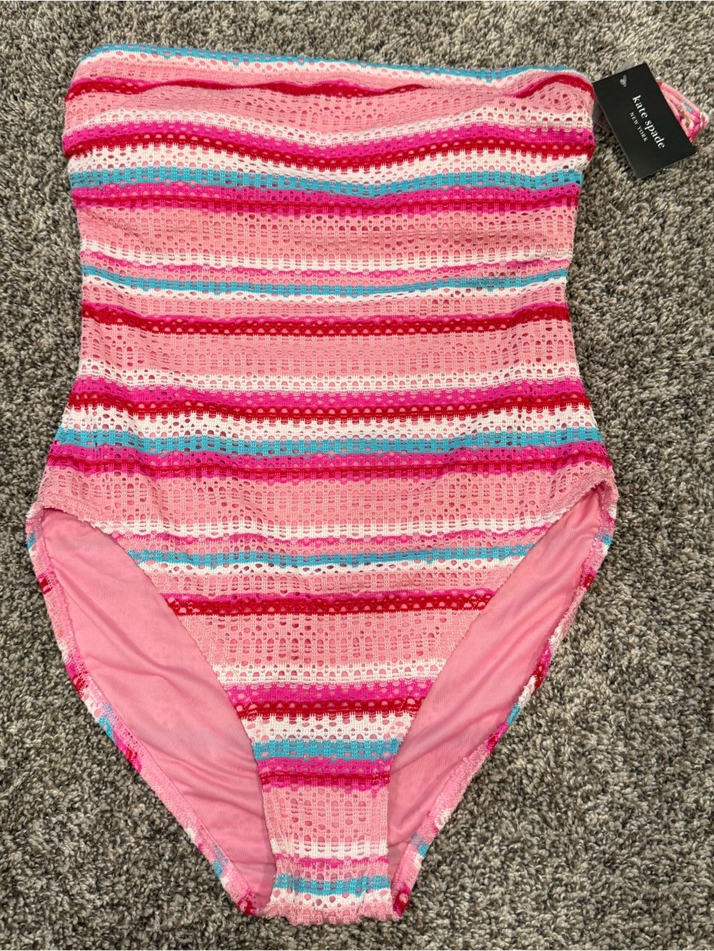 Kate Spade New York One-Piece Swimsuit Women’s Medium Pink Stripe NWT MSRP $148